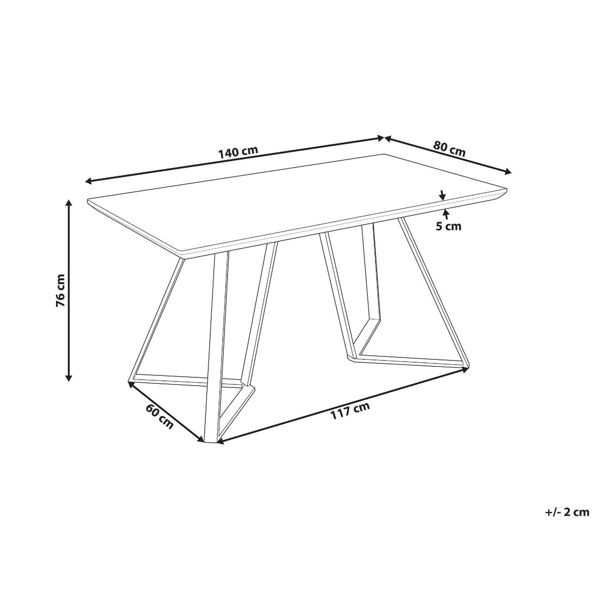 ESSTISCH 140/80/76 cm Hellbraun, Schwarz Rechteckig Upton - Hellbraun, Holzwerkstoff (140/80/75cm) - Beliani