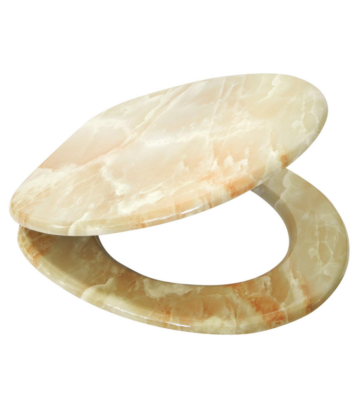 WC-SITZ Marmor Natur - Braun, Holzwerkstoff (38/6/47cm) - Sanilo