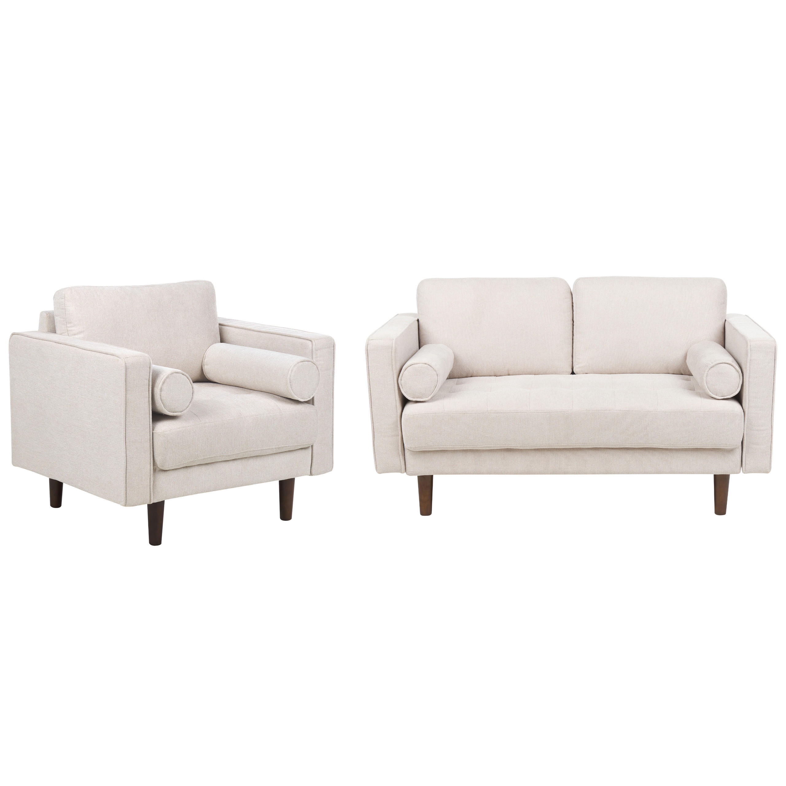 3-SITZER-SOFA Set hellbeige Nurmo - Dunkelbraun/Beige, Textil (74/78/140cm) - Beliani