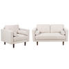 2-SITZER-SOFA Set mit Sessel hellbeige Nurmo - Dunkelbraun/Beige, Textil (74/78/140cm) - Beliani