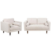 2-SITZER-SOFA Set mit Sessel hellbeige Nurmo - Dunkelbraun/Beige, Textil (74/78/140cm) - Beliani