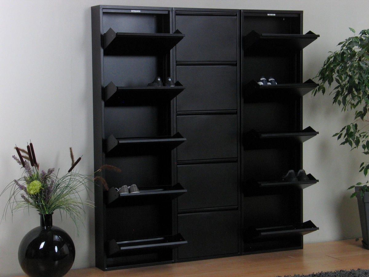 SCHUHKIPPER schwarz - Schwarz, Holzwerkstoff (152/173/16cm) - ebuy24