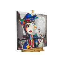 RUČNE MAĽOVANÝ AKRYLOVÝ OBRAZ 80/80 cm, sivý, figurálny motív - sivá, drevo/textil (80/80cm) - KUNSTLOFT