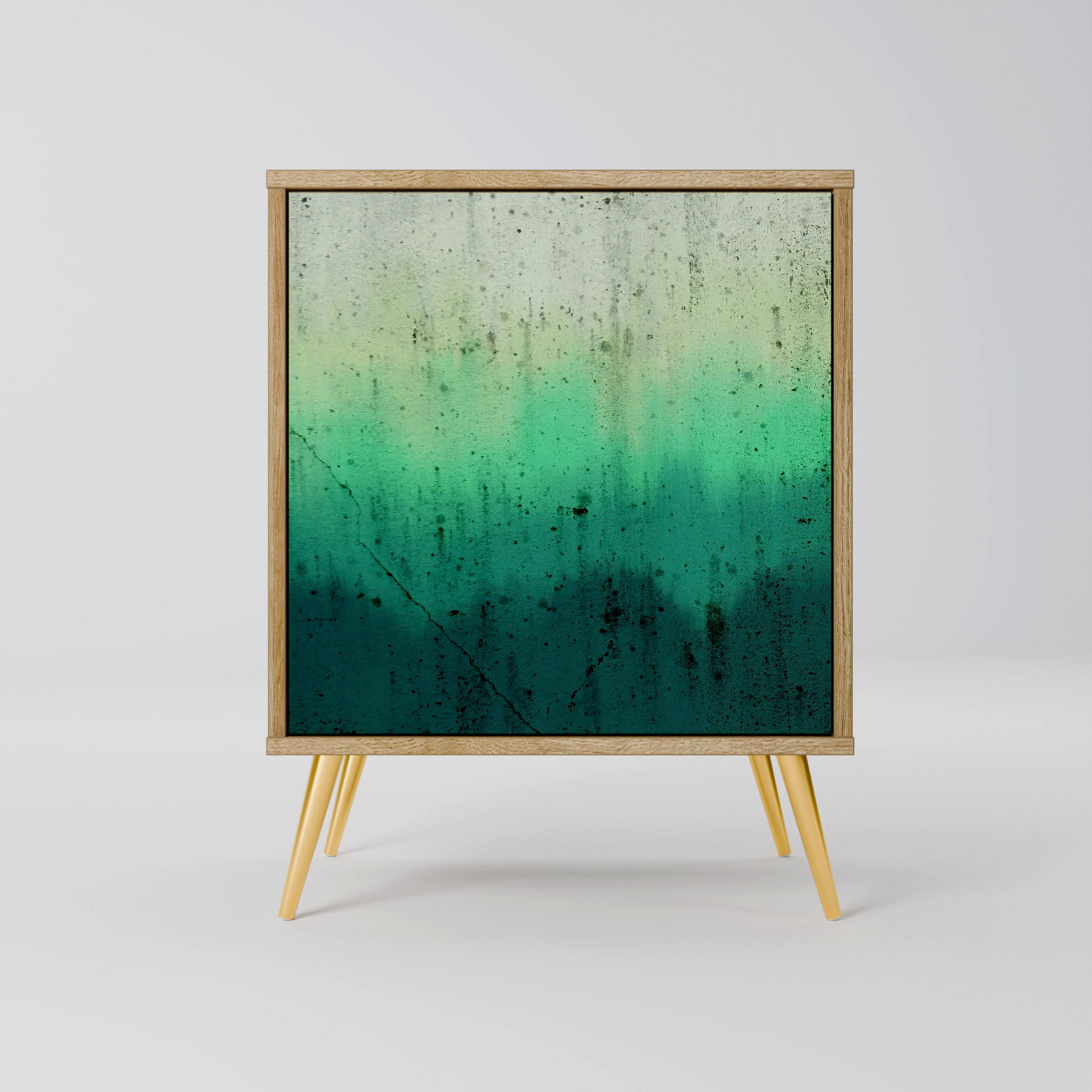 SIDEBOARD NORTHERN LIGHTS, Eichefarben, 57,5x42x75,5 cm, Goldfarbene Metallfüße - Eichefarben/Goldfarben, Holzwerkstoff/Metall (57.5/75.5/42cm) - SpaceRebels