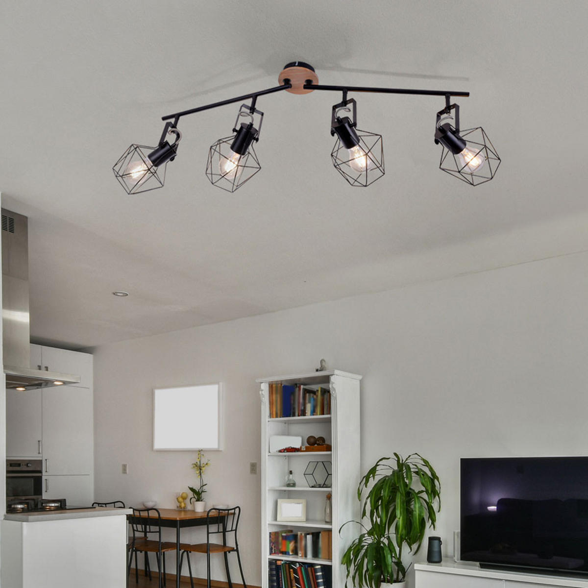 DECKENLEUCHTE Metall Schwarz Holzoptik - Schwarz, Holz (110/10.9/30.5cm)