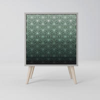 SIDEBOARD ORNAMENTAL GLIMMER, Grau, 57,5x42x77,5 cm, Schräge Buchenholzfüße - Buchefarben/Multicolor, Holzwerkstoff/Buchenholz (57.5/77.5/42cm) - SpaceRebels