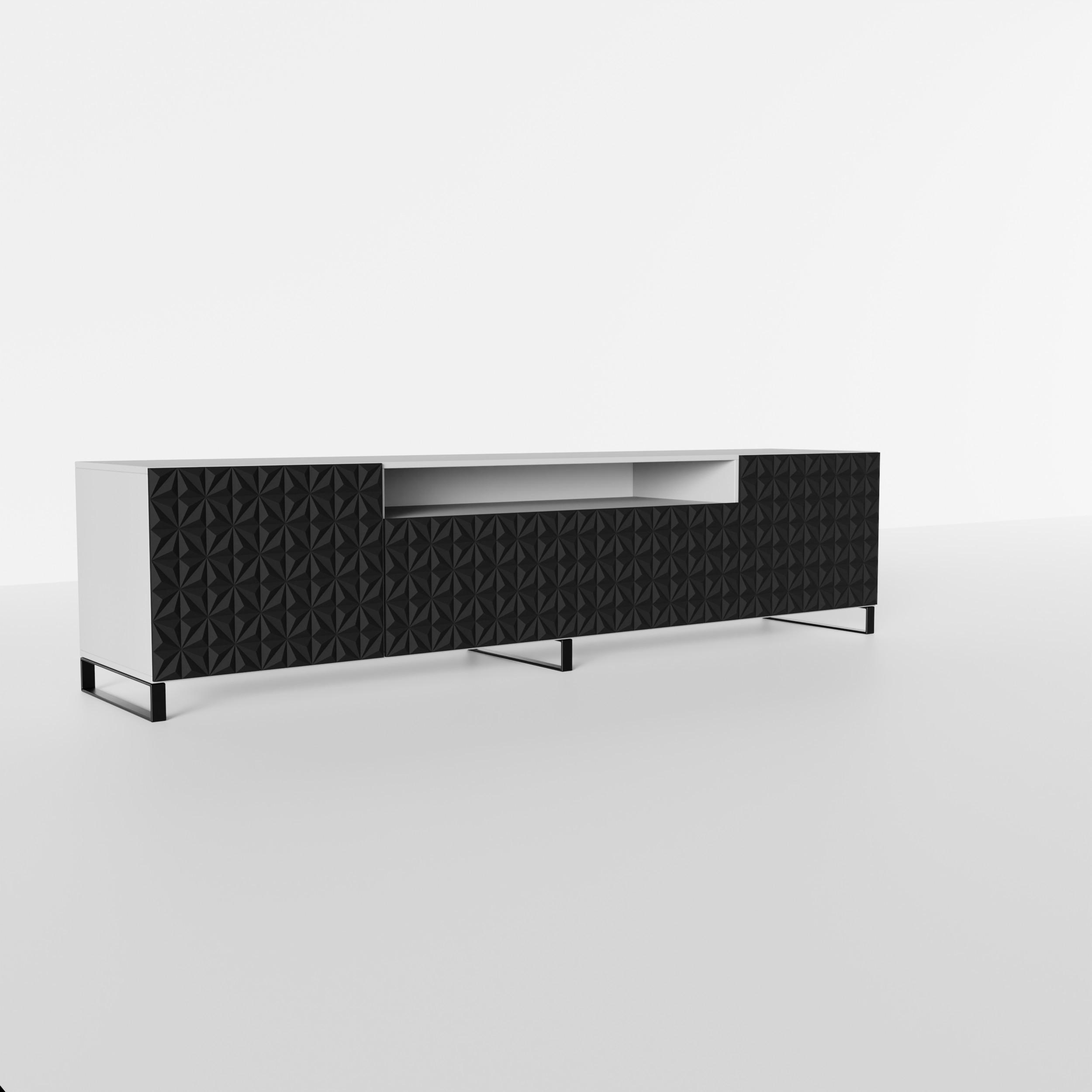 Masseno Lowboard Weiß, Schwarz 200x41x40 cm