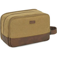 KULTURTASCHE Herren Canvas Braun - Olivgrün, Textil (4.5/18.2/28.2cm)