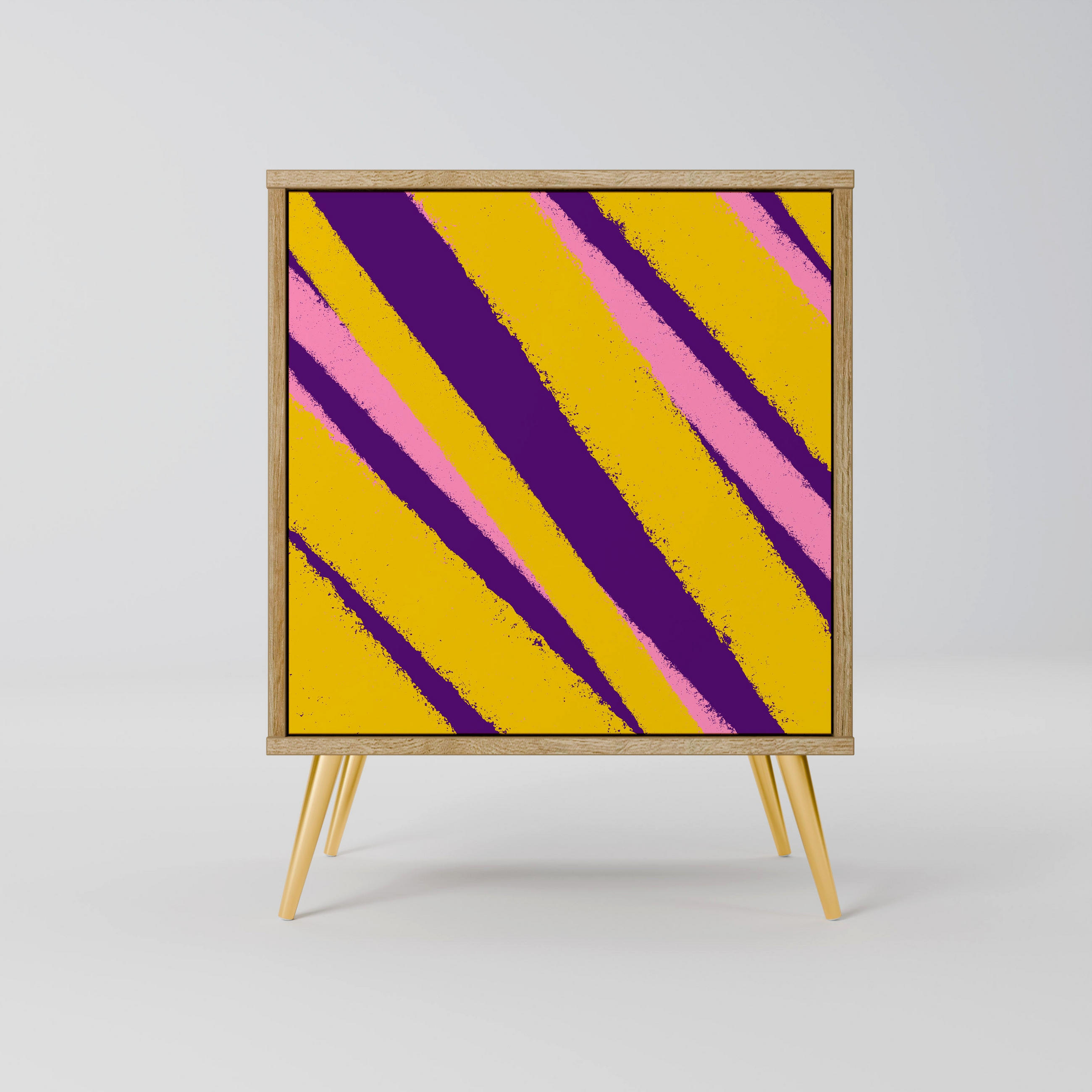 SIDEBOARD DREAMS COME TRUE, Eichefarben, 57,5x42x75,5 cm, Goldfarbene Metallfüße - Eichefarben/Goldfarben, Holzwerkstoff/Metall (57.5/75.5/42cm) - SpaceRebels