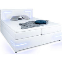 BOXSPRINGBETT Lights 2.0 Weiß 160/200 cm H2/H3 Kunstleder - Weiß, Textil (160/200cm) - wonello