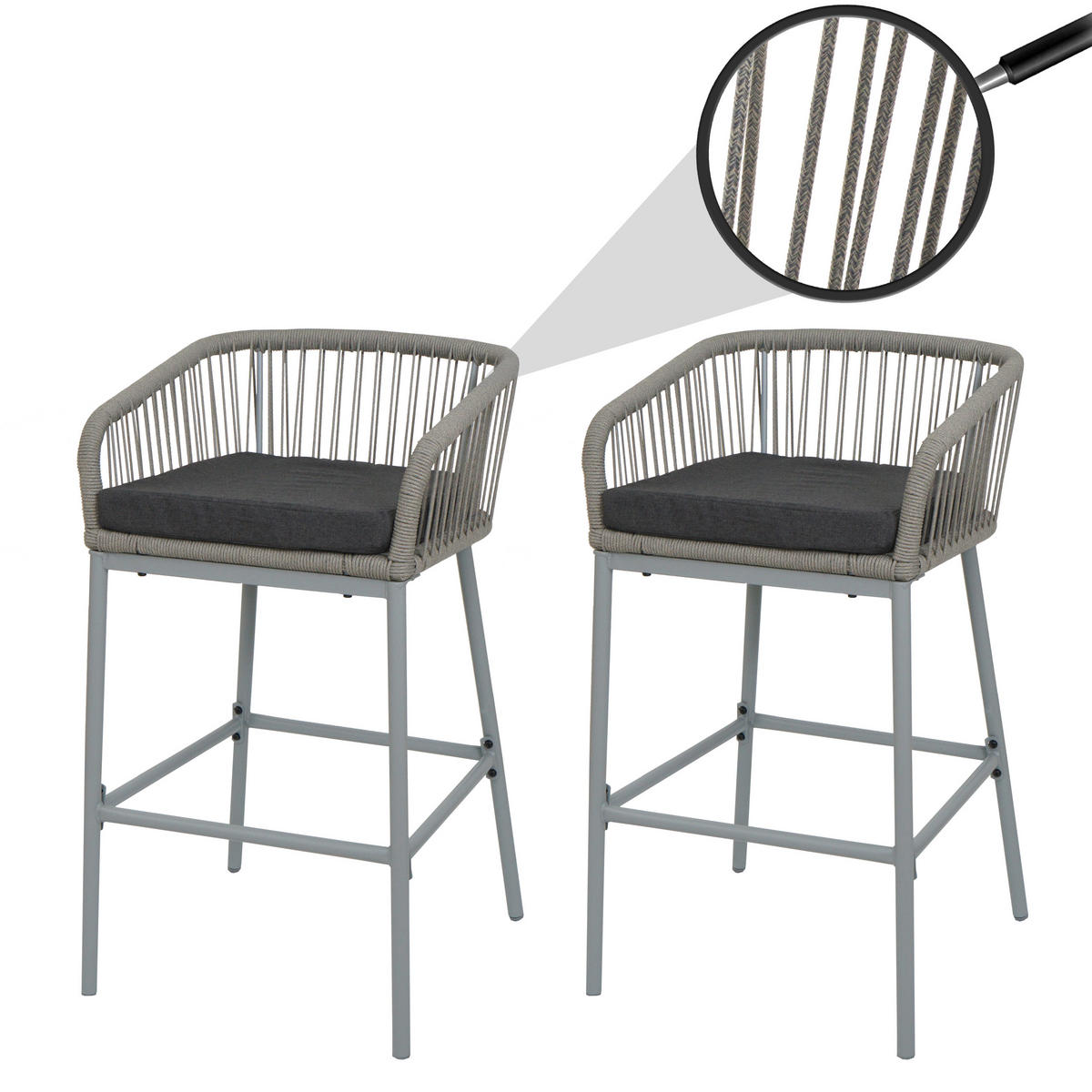 BARSKI STOL Svetlo siva, siva - siva/svetlo siva, kovina (51/92/53cm) - MCW