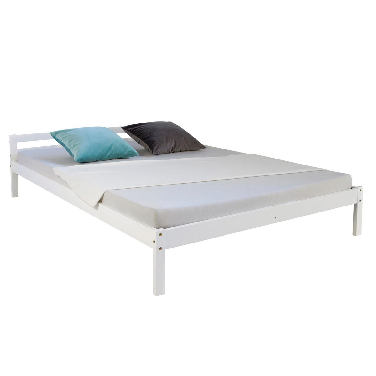 HOLZBETT Weiß 140/200 cm Doppelbett mit Lattenrost - Weiß, Holz (140/200cm) - Homestyle4u