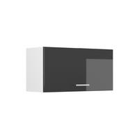 HÄNGESCHRANK R-Line, Anthrazit Hochglanz/Weiß, 80 cm Flach - Schwarz Hochglanz/Weiß, Holzwerkstoff (80/40/31cm) - Vicco