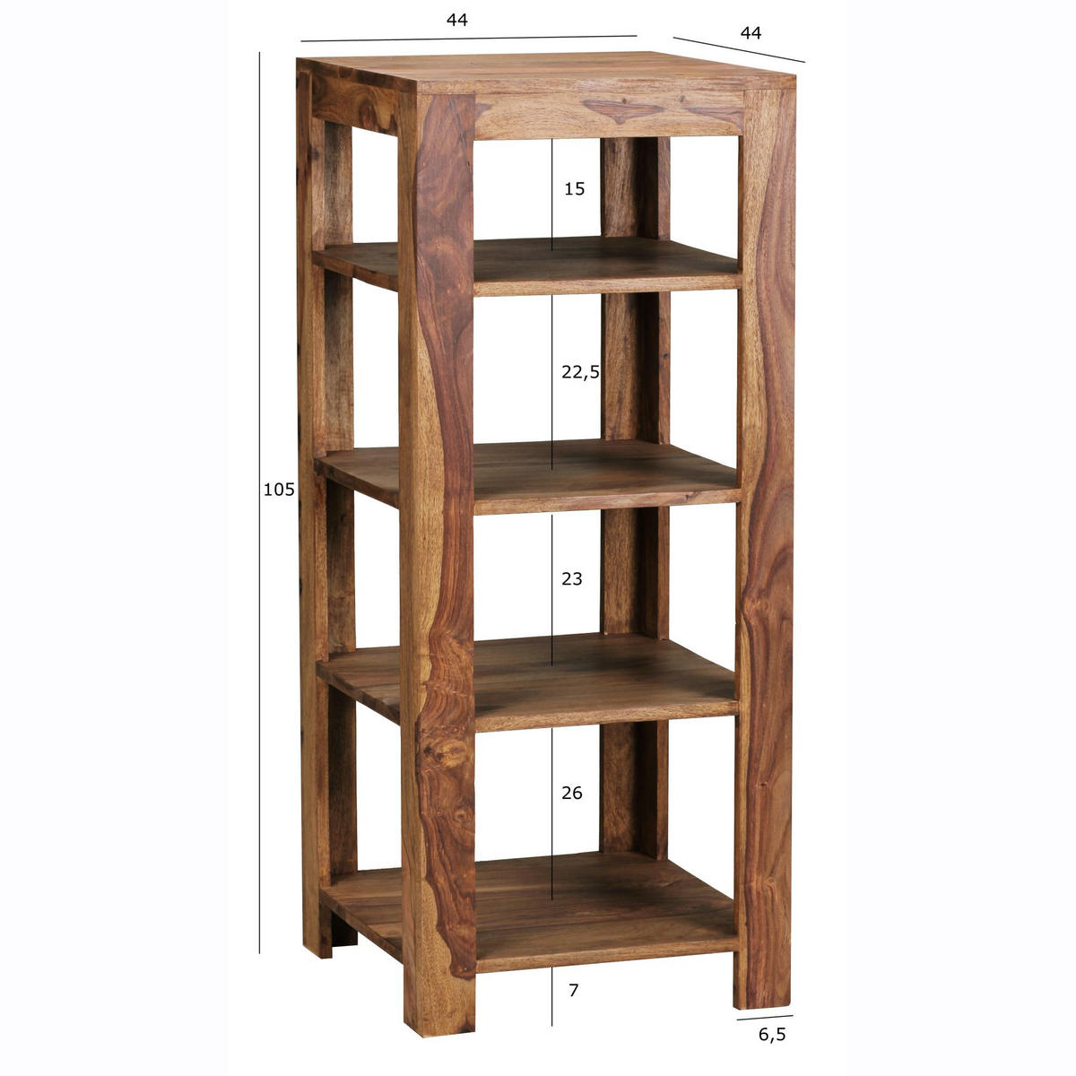 BÜCHERREGAL Massivholz Handgefertigt Pflegeleicht, Braun 44x44x105 cm - Braun, Holz (44/105/44cm) - KADIMA DESIGN