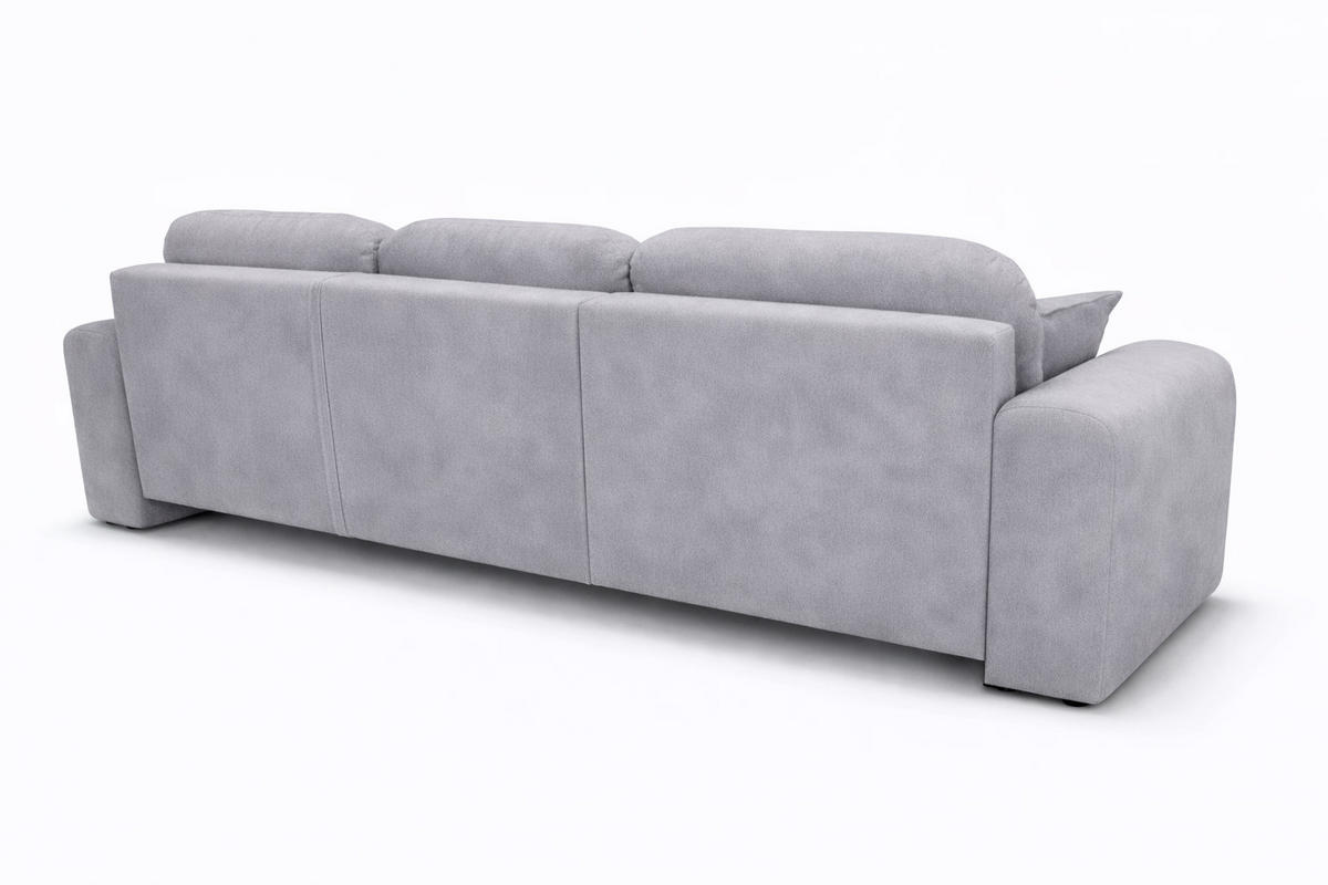 ECKSOFA Mit Schlaffunktion Und Bettkasten, Sofa L-Form Bingo L, Veloursstoff Salvador, Grau, Rechts - Grau, Holz (250/142cm) - Kaiser Möbel