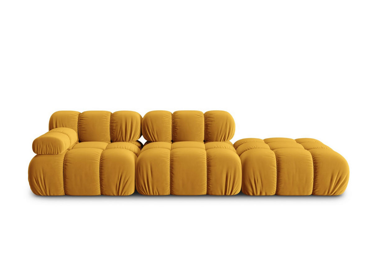 MODULARES-SOFA rechts Bellis aus Samt gelb 4 Sitzplätze - Gelb, Textil (94/63/282cm) - Micadoni