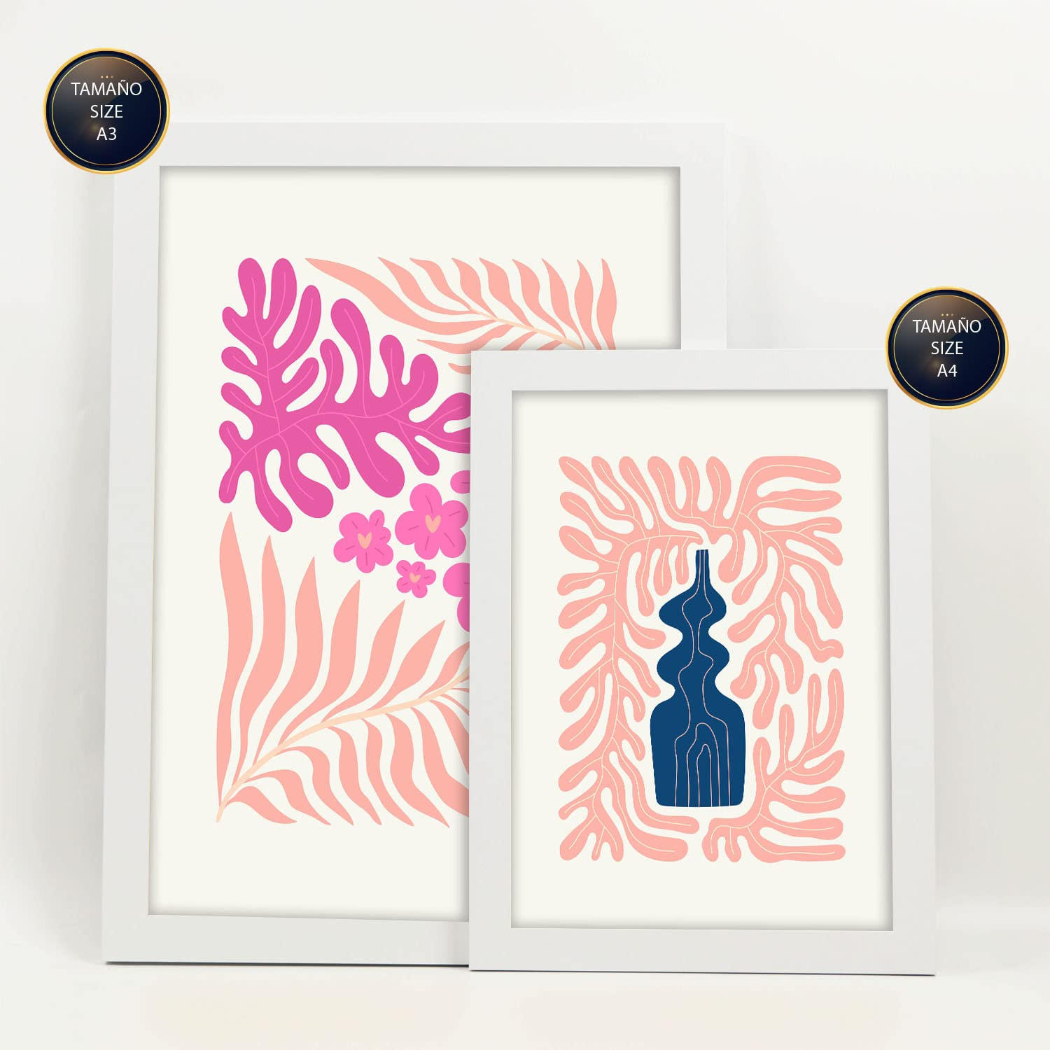 POSTER Set Mit 6 Minimalistischen In Pastellfarben Flower Power Drucke Von Landschaften Und Natur Für Innenarchitektur A3 & A4 Weißer Rahmen - Weiß, Papier (29/3cm) - Nacnic