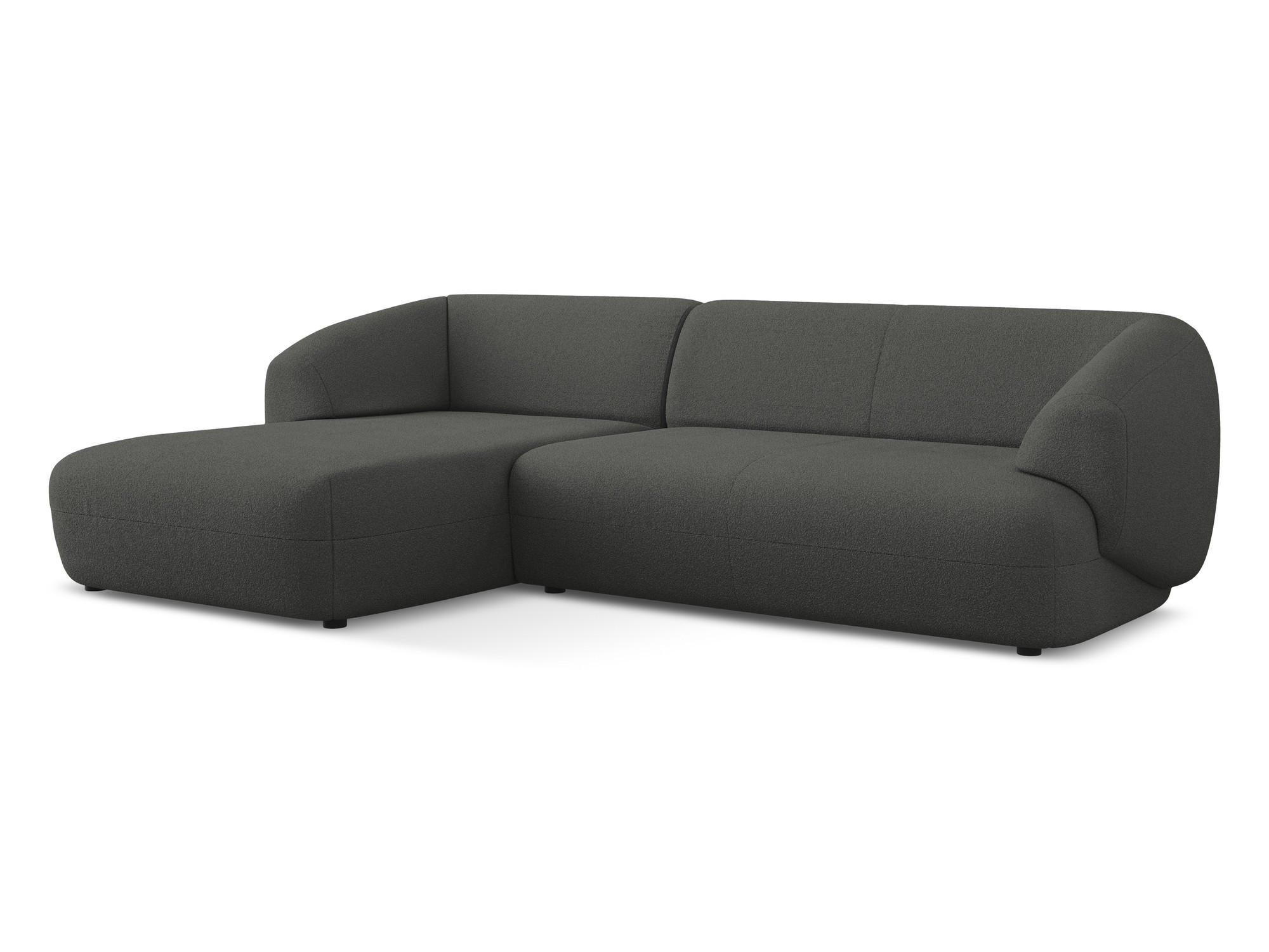 ECKSOFA Links Bouclé Stoff Grau - Schwarz/Graphitfarben, Kunststoff/Textil (156/280cm) - Makamii