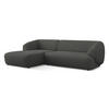 ECKSOFA Links Bouclé Stoff Grau - Schwarz/Graphitfarben, Kunststoff/Textil (156/280cm) - Makamii