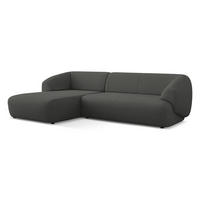 ECKSOFA Links Bouclé Stoff Grau - Schwarz/Graphitfarben, Kunststoff/Textil (156/280cm) - Makamii