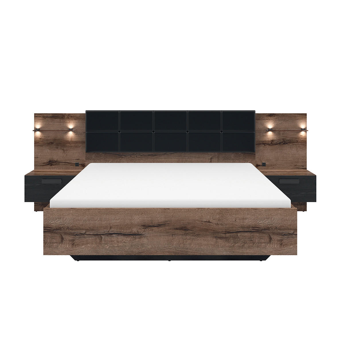 POSTEL 160/200 Romane Dřevo a černá - černá, kompozitní dřevo (160/200cm) - Petits-meubles