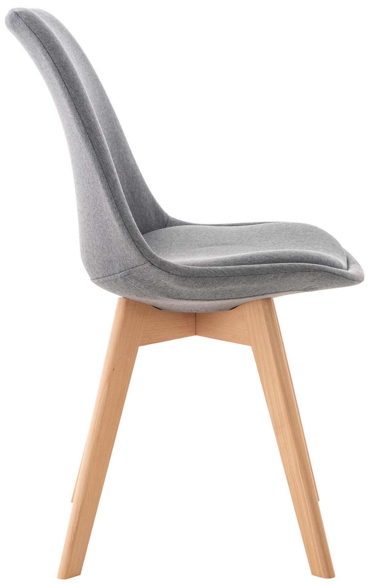 STUHL Stoff hellgrau - Eukalyptusholzfarben/Hellgrau, Holz/Textil (49/83/50cm) - CLP