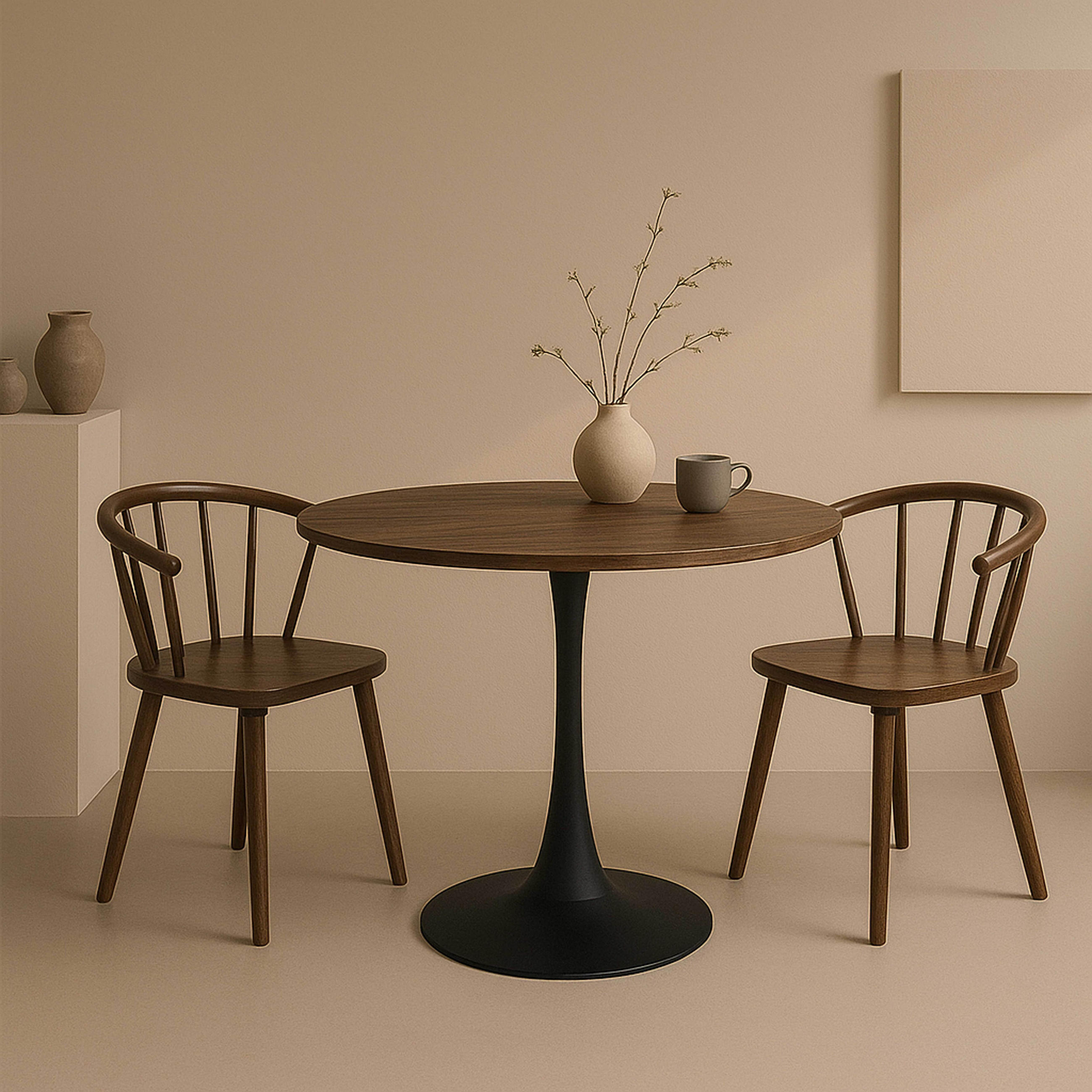 ESSTISCH, dunkles Holzeffekt - Braun, Holz (100/100/74cm) - Oviala