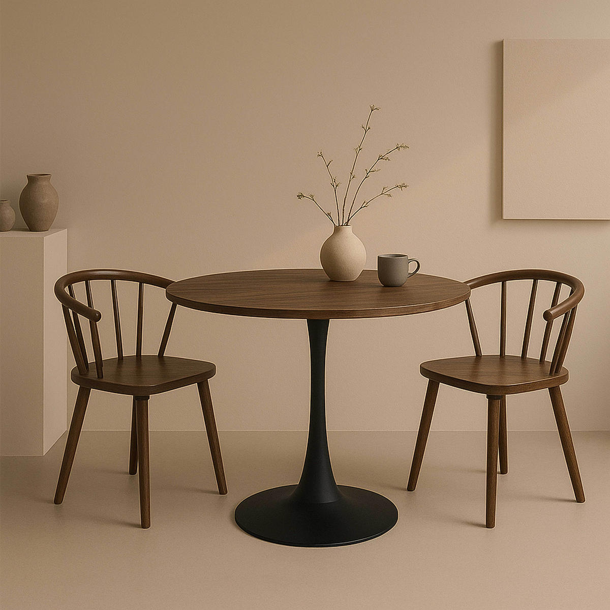 ESSTISCH, dunkles Holzeffekt - Braun, Holz (100/100/74cm) - Oviala