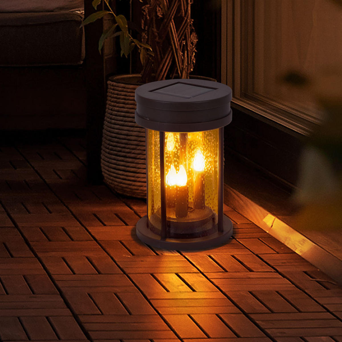 LED SOLARLEUCHTE Rostoptik Braun - Braun, Kunststoff (12/12/60cm) - Globo Lighting