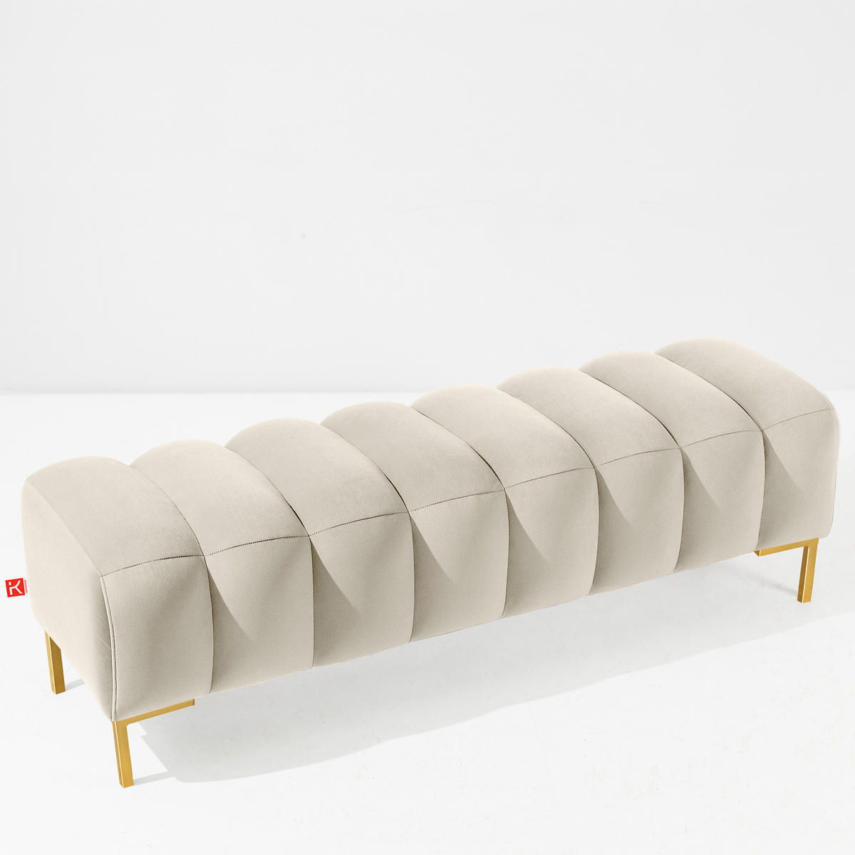 POLSTERBANK Bettbank PECCO, Metallbeinen - Goldfarben/Creme, Holz/Textil (160/50/50cm) - KONSIMO®