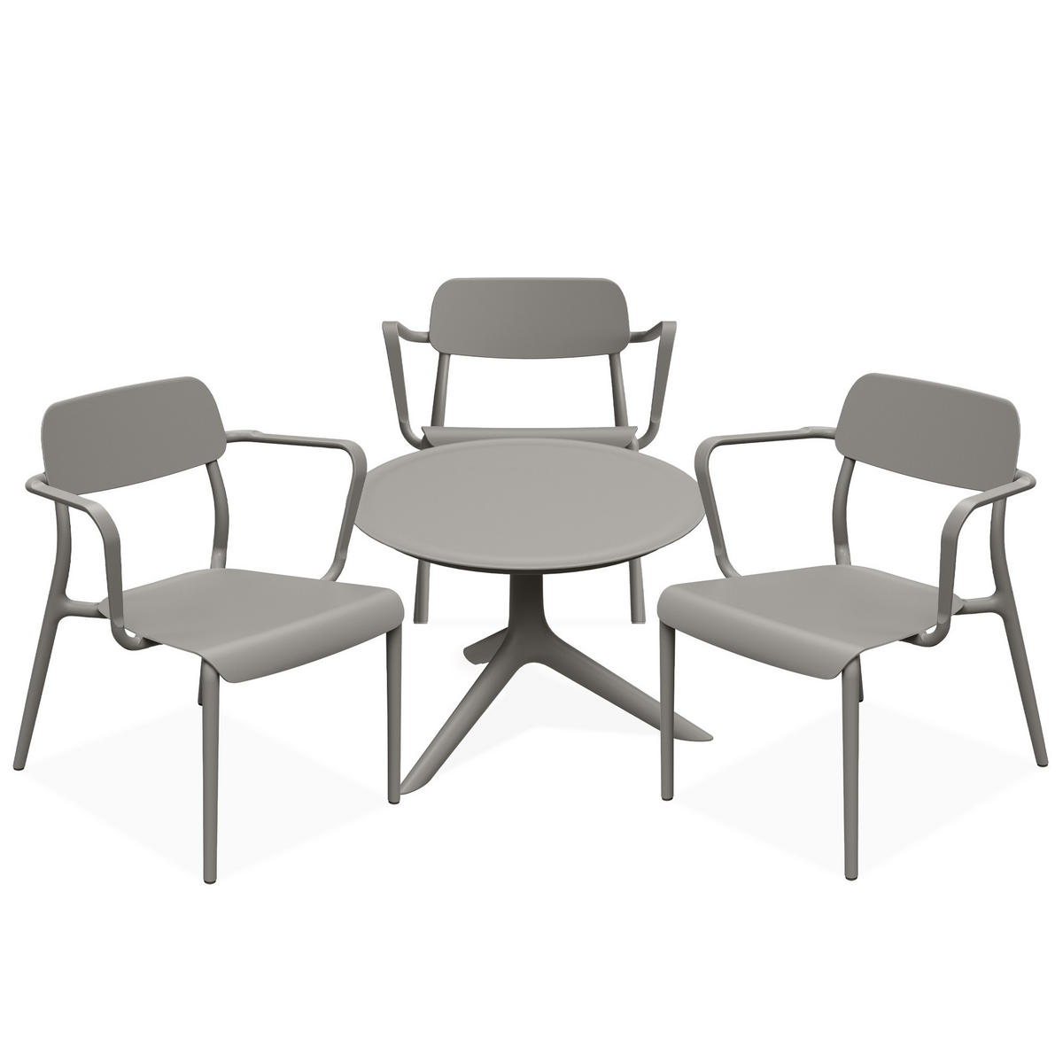 GARTENMÖBEL-SET GALIO, 4-tlg - Graubraun, Kunststoff - KONSIMO®