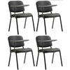 BESUCHERSTUHL 4er Set Lederlook Schwarz - Schwarz, Textil/Metall (53/81/71cm) - CLP