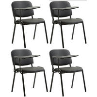 BESUCHERSTUHL 4er Set Lederlook Schwarz - Schwarz, Textil/Metall (53/81/71cm) - CLP