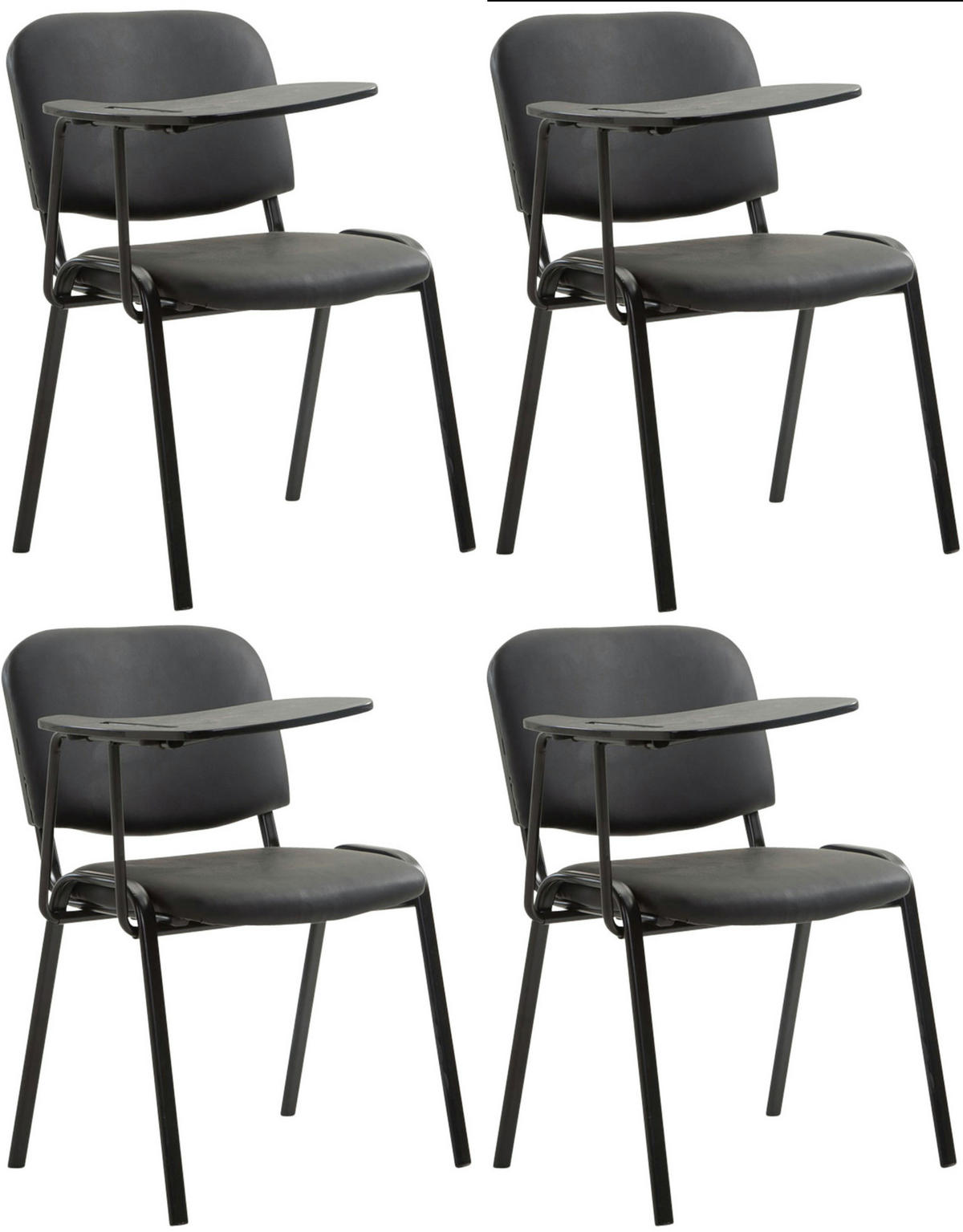 BESUCHERSTUHL 4er Set Lederlook Schwarz - Schwarz, Textil/Metall (53/81/71cm) - CLP