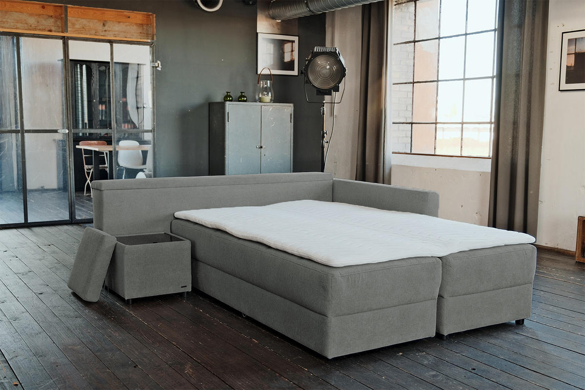 SCHLAFSOFA IDA Anthrazit Webstoff - Anthrazit/Schwarz, Textil (287/229cm) - KAWOLA