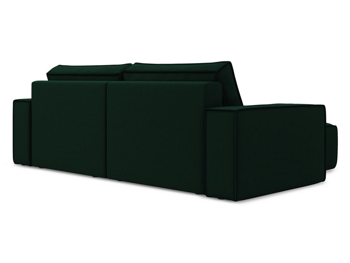 ECKSOFA mit Schlaffunktion Samt Stoff Grün - Dunkelgrün/Schwarz, Kunststoff/Textil (148/257cm) - Makamii