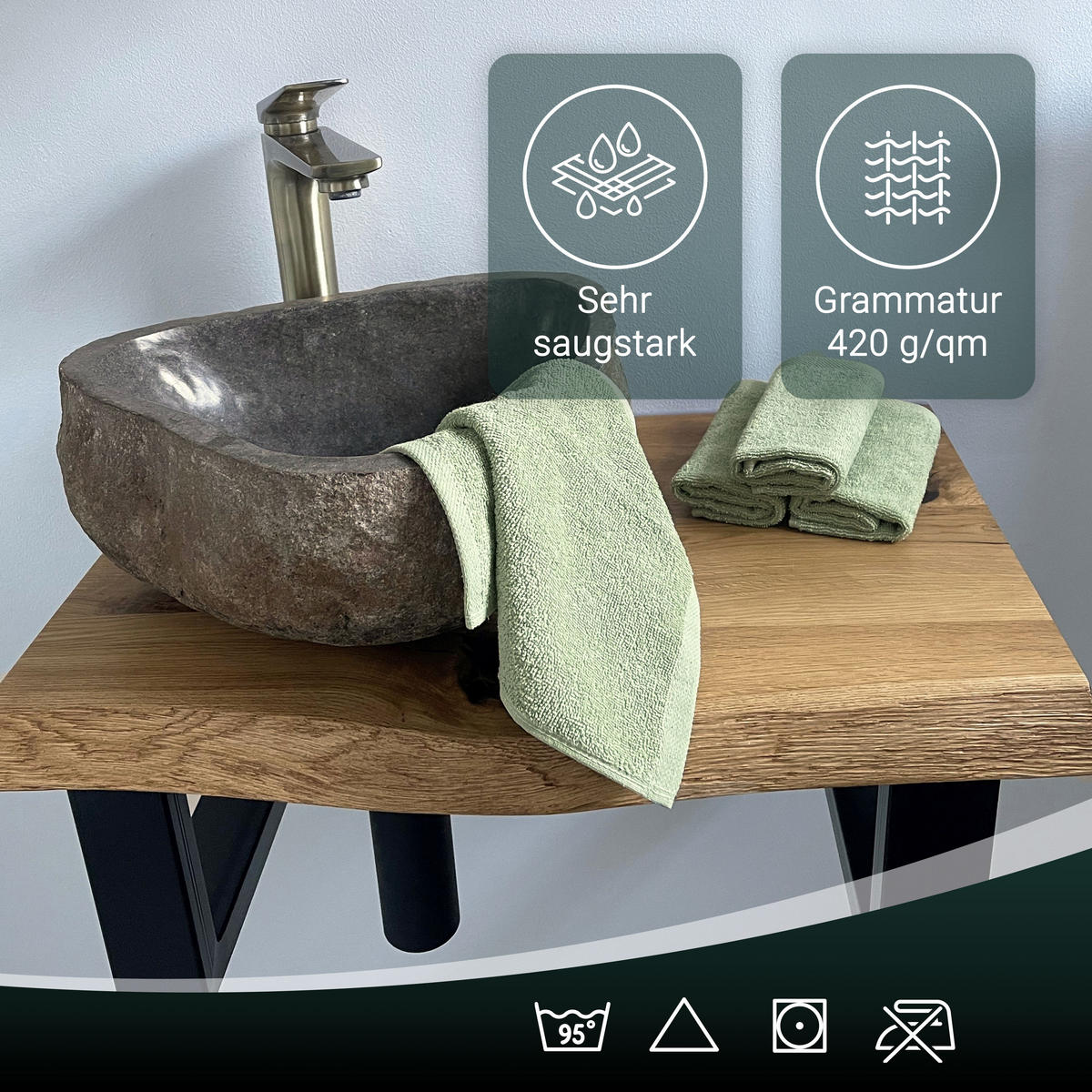 SEIFTÜCHER, 10er-Set, 30x30 cm, 100% Baumwolle, Grün - Hellgrün, Textil (30/30cm) - Zollner