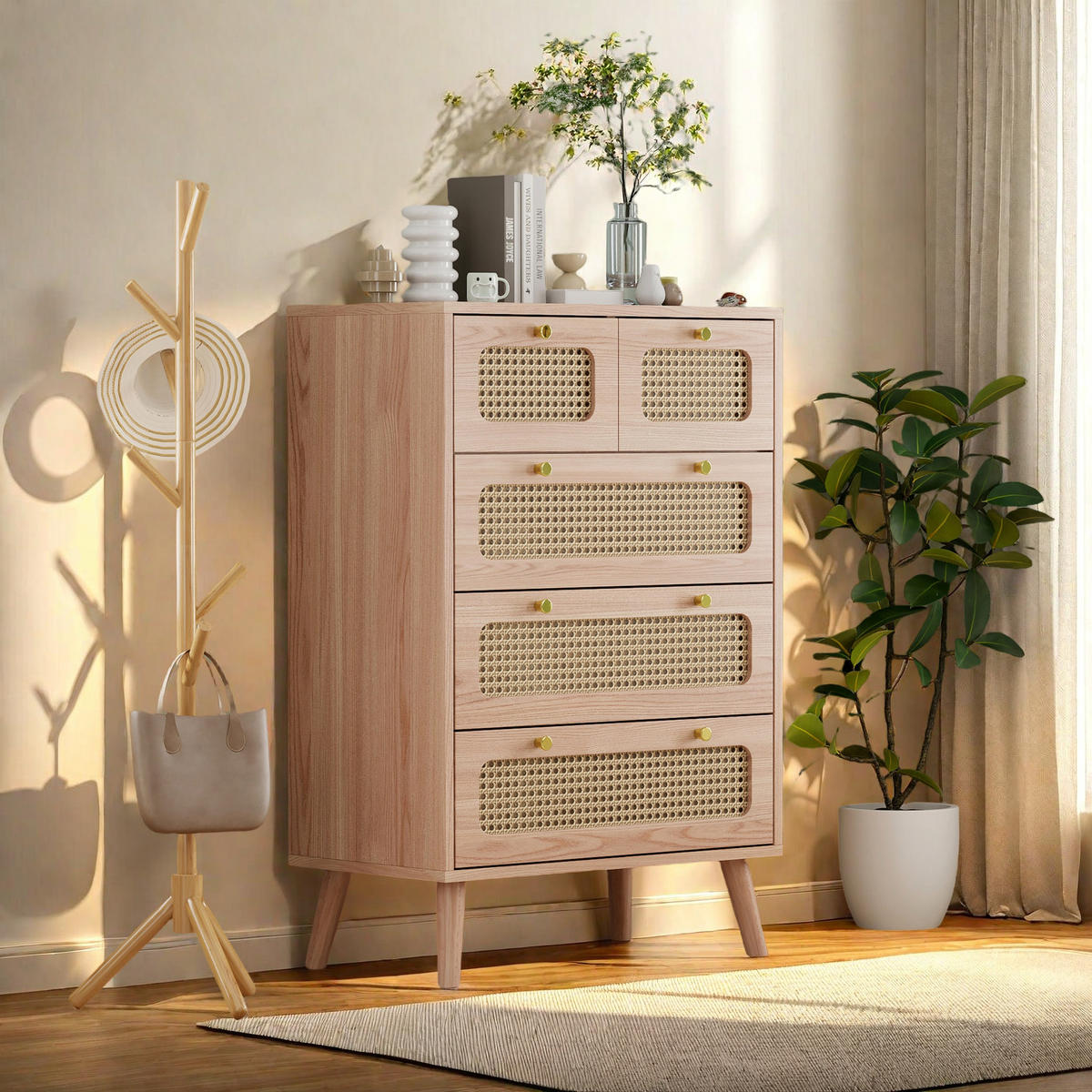 NACHTTISCH Holz mit Schublade 91x60x34 cm - Naturfarben, Holzwerkstoff (60/34/91cm) - SHOPENTRA