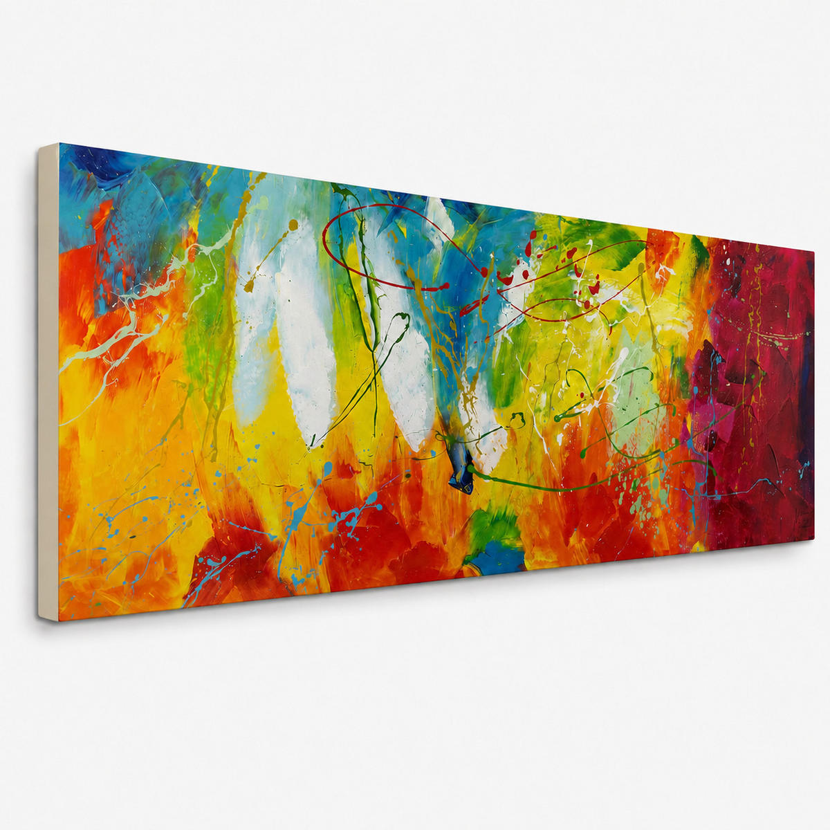 ÖLGEMÄLDE 150/50 cm - Blau/Gelb, Holz/Textil (150/50cm) - KUNSTLOFT