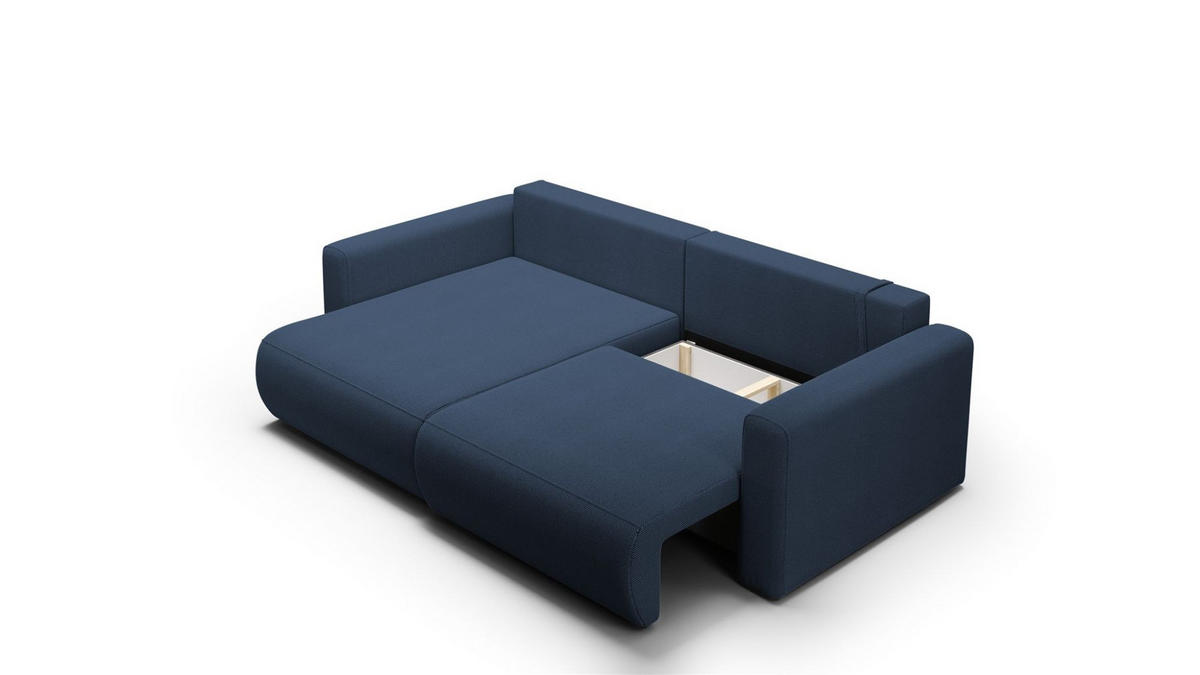 ECKSOFA Chaira Mit Schlaffunktion - Dunkelblau, Holzwerkstoff/Textil (240/149cm) - Fun Möbel