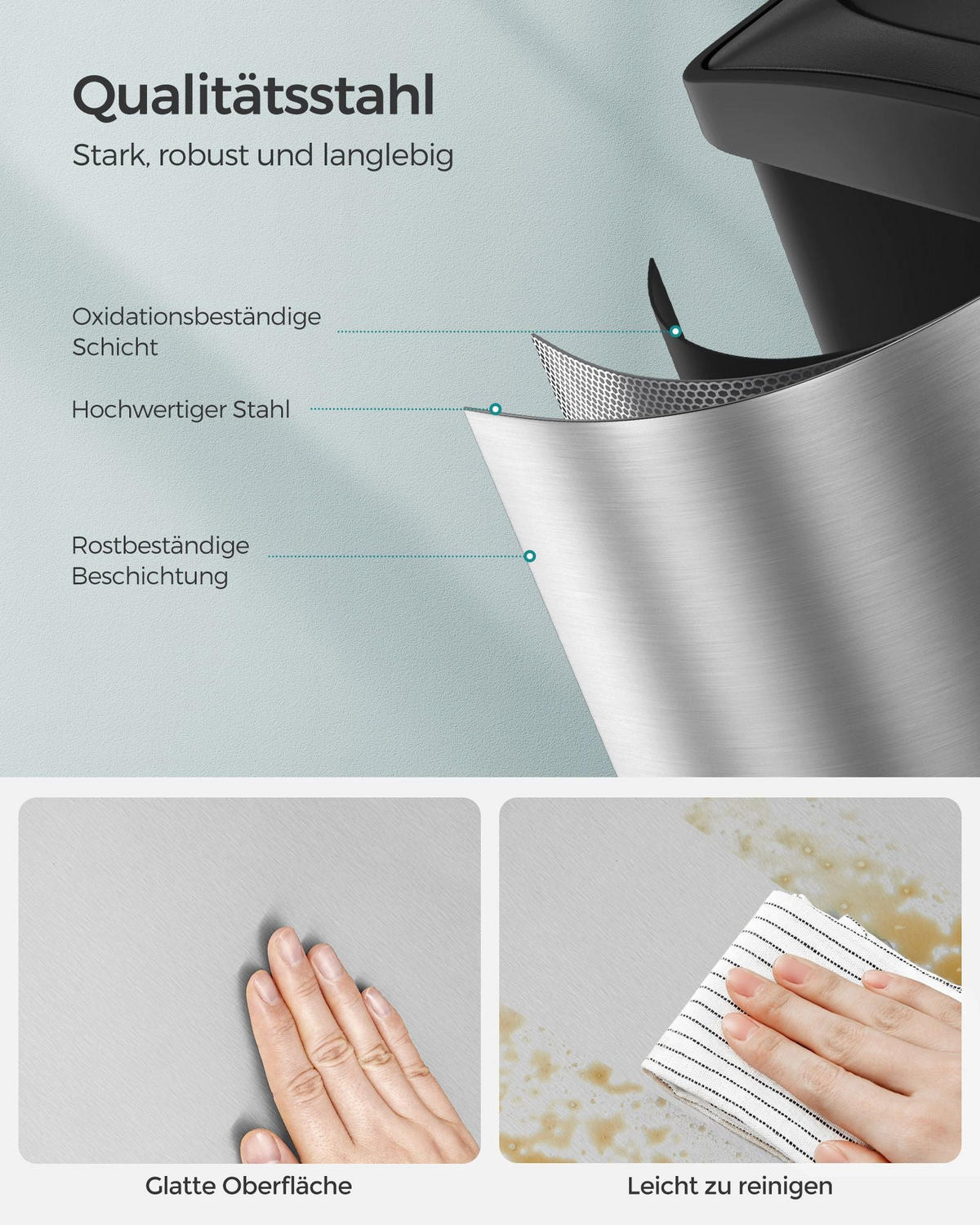 MÜLLEIMER Jakarta - Silberfarben, Kunststoff (60/48/33cm) - Hansiro