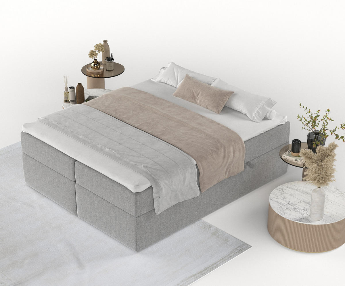 BOXBETT Yoko Grau 200/200 cm - Schwarz/Grau, Holz/Holzwerkstoff (200/200cm) - Maison de Reve