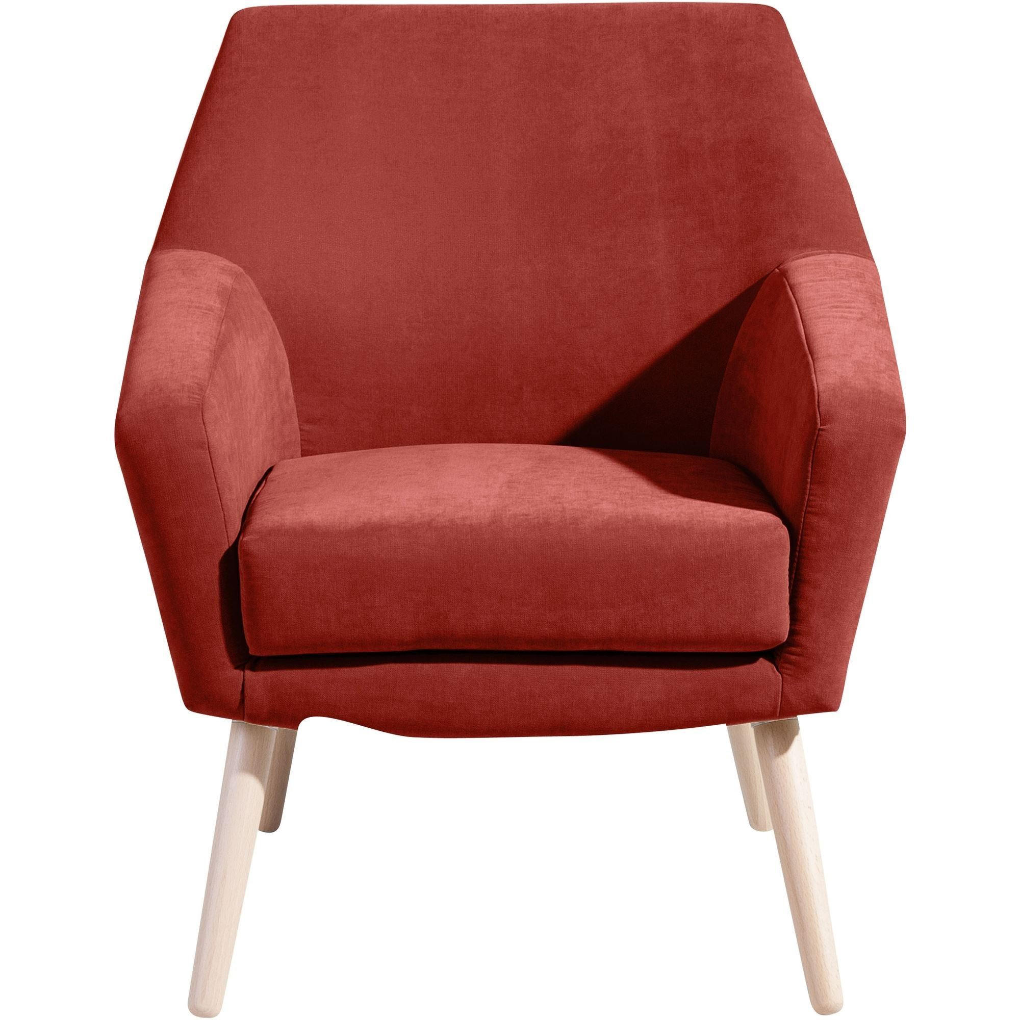 SESSEL Kachka Bezug Veloursstoff Buche natur / terracotta - Rot, Kunststoff (71/81/67cm) - 58aufmkessel