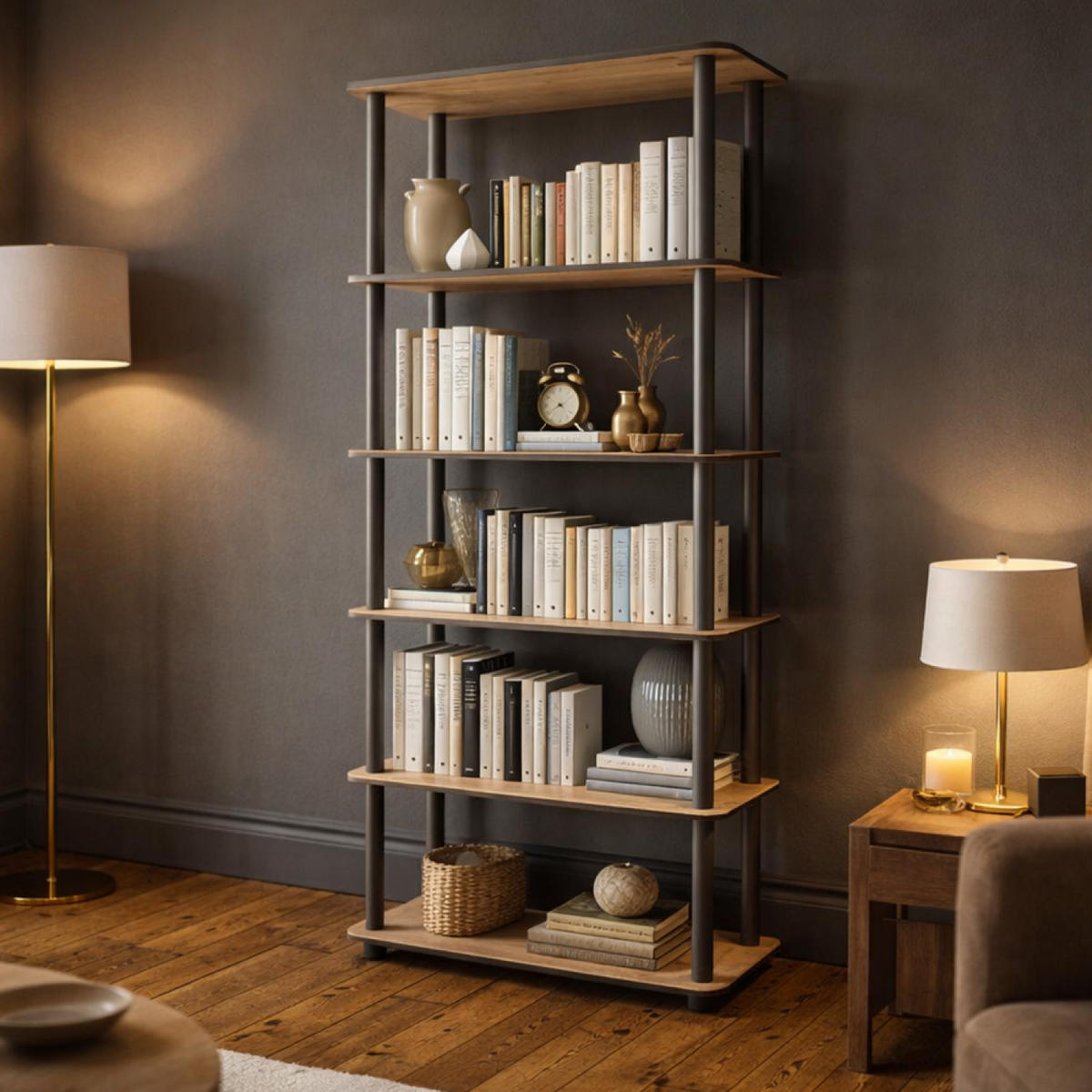 REGAL Viza braun im zeitgenössischen Stil - Braun, Holzwerkstoff (60/173/30cm) - Concept Usine