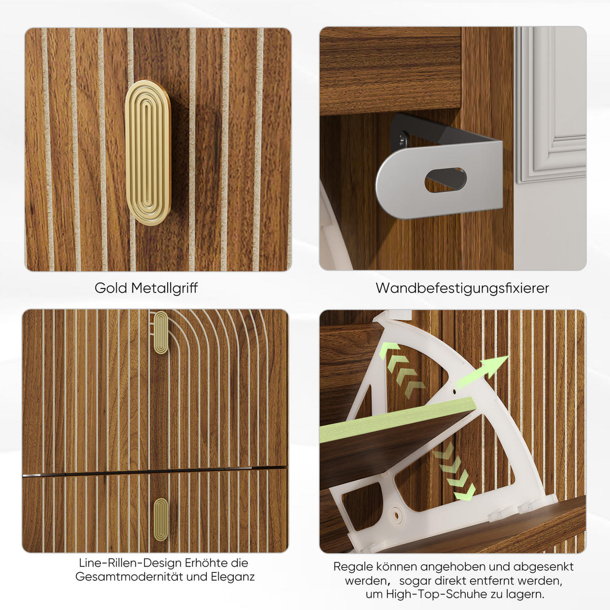SCHUHSCHRANK 60 cm Braun mit 2 Klapptüren und verstellbaren Einlegeböden - Braun, Holzwerkstoff (60/96/24cm) - Flora Grace