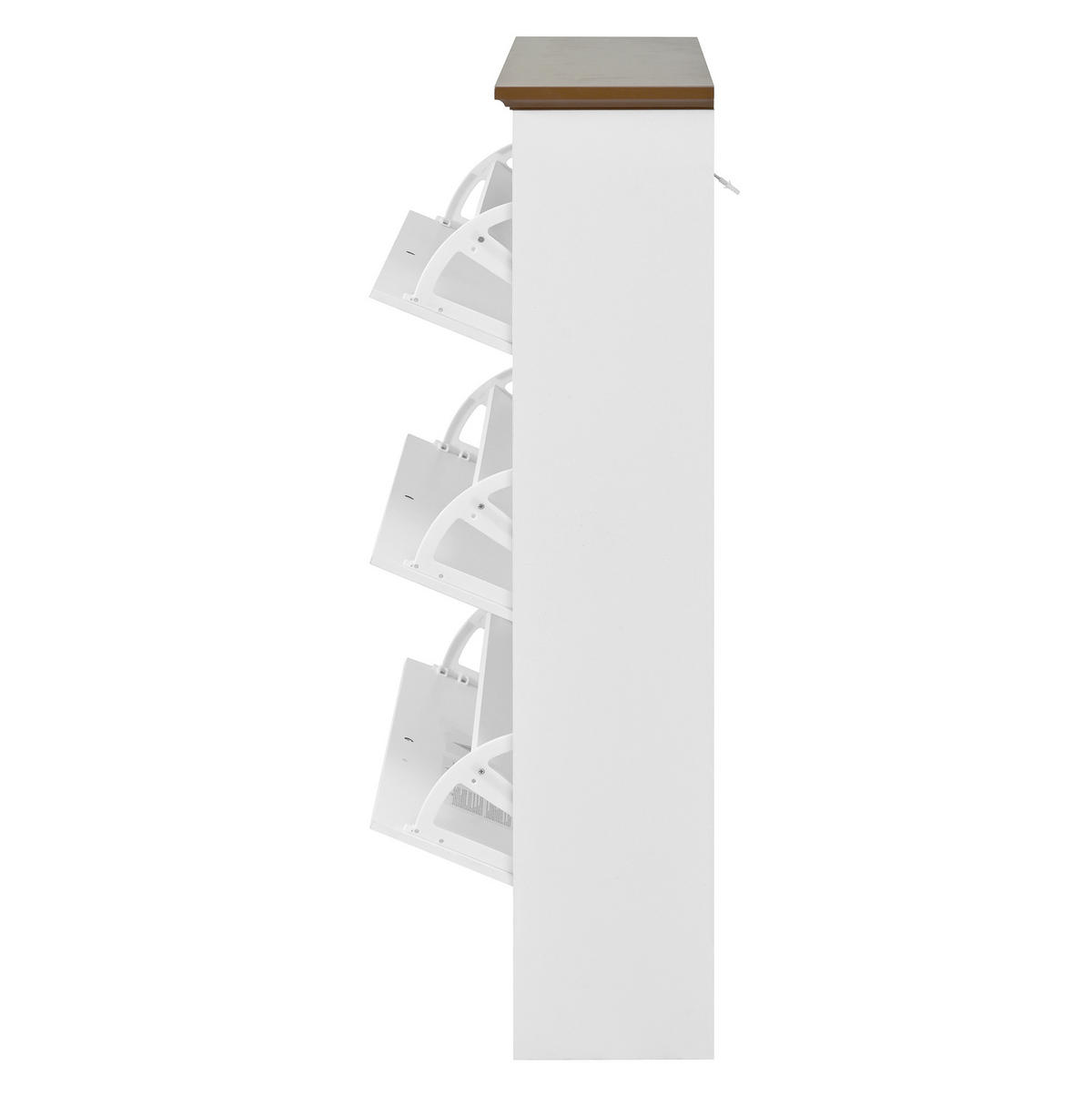 SKRINKA na topánky, 87/26/120 cm, MDF biely, s 3 výklopmi - biela, kompozitné drevo (87/120/26cm) - BEAOK
