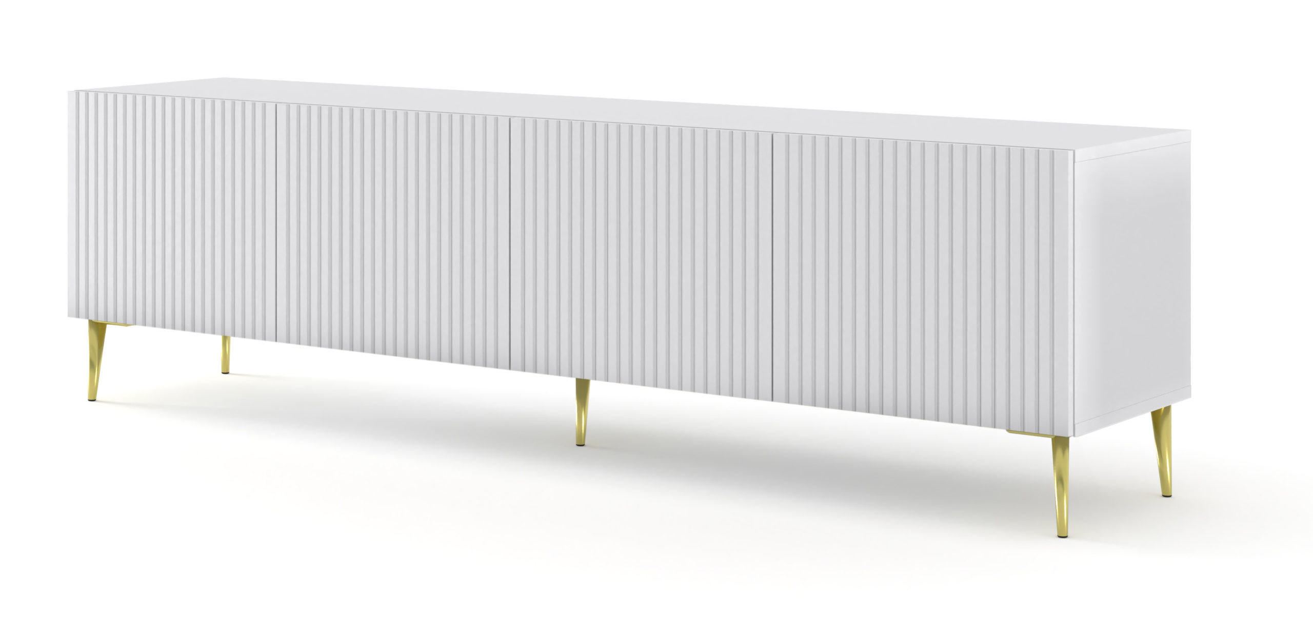 TV LOWBOARD Weiß, Weiß, Gold 200/56/42 - Weiß, Holzwerkstoff (200/56/42cm) - RAUMHIRSCH FURNITURE