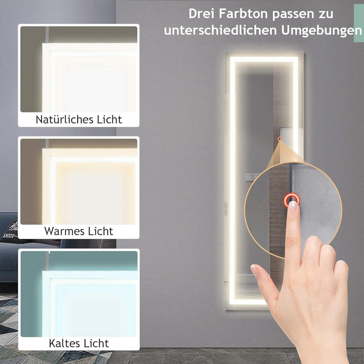 GANZKÖRPERSPIEGEL Weiß - Weiß, Glas (2/120/37cm) - COSTWAY