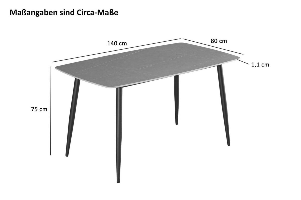 ESSTISCH MILANO - Schieferfarben/Anthrazit, Keramik (80/140/75cm) - SAM