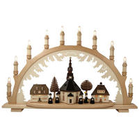 SCHWIBBOGEN Seiffener Dorf & Kirche 10 flammig - Multicolor, Holz (66/44/6.5cm)